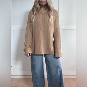 Quince Tan Cotton Knit Sweater for Women